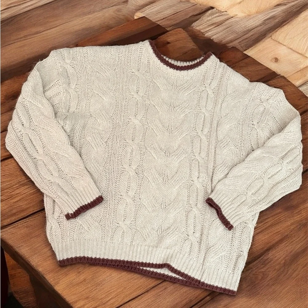 Cable Knit Cream Sweater - Picture 1 of 6